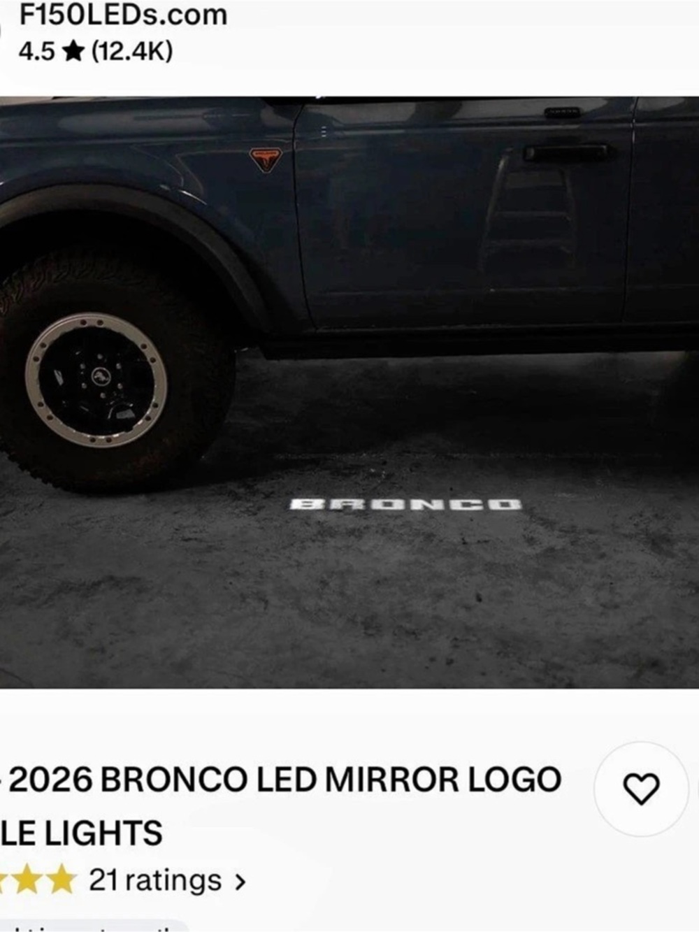 F150LEDs 2021-2026 Bronco LED Mirror Logo Puddle Lights